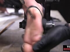 Trapped slut in bondages dominated by perverted partner