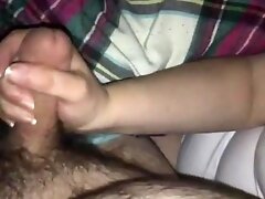 Girlfriend wanking me off slow mo