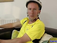 British mature in stockings picks up cyclist for fuck