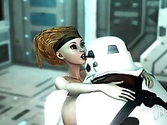 A sexy young hottie gets fucked by stormtrooper in the spaceships