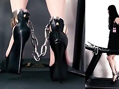 Asian Chained Treadmill Walking in Heels