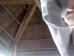 Chinese hairy milf playing outdoor