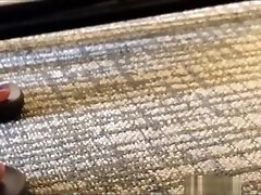 Big sexy ebony feet in purple sandals (She foot tease me alot)