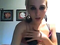 Tall And Skinny blonde Jerks her big Hard dick On cam
