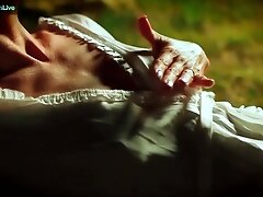 Sandra Romain smokes a cigarette and masturbates in the public park