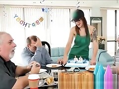 Beautiful Teenage Hottie Fucks Old Dude For His Birthday Gift