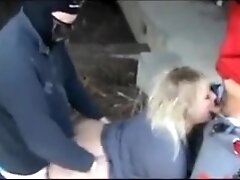 Mature street whore brutally banged outdoor