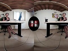 Sexy Secretary Nebraska Flaunts Her Legs And Feet In Black Nylons - Sexy Babe In Black Outfit And Pantyhose