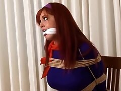 Busty girl cleave gagged and chair tied