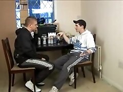 Trashy gay guys in kinky bareback fucking