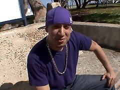 Hot latina slurping jizz from big cock